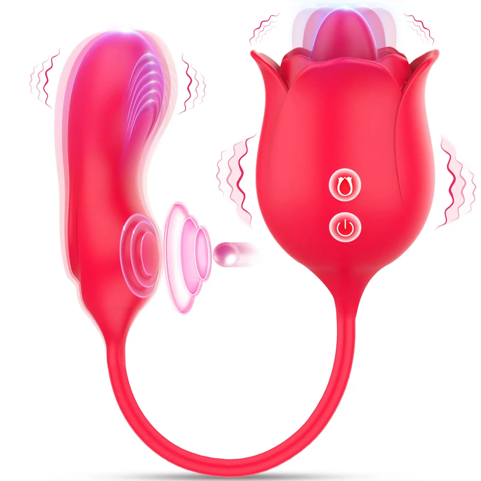 

Rose Toy Vibrator for Woman, Nipple Clitoral Stimulator Dildo with 10 Tongue Licking & Tapping Modes, Clitoris G Spot Vibra