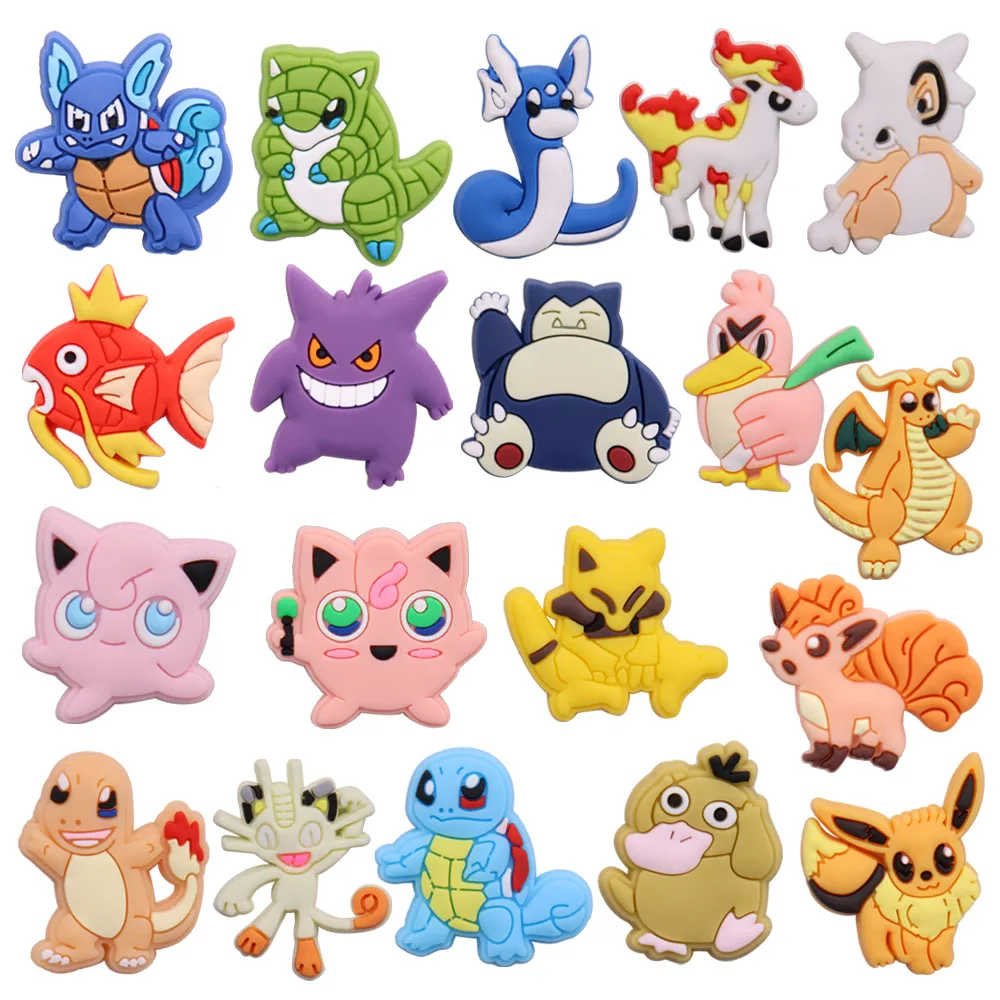 50Pcs Wholesale PVC Pokemon Bulbasaur Jigglypuff Garden Shoe Charms Accessories Japanese Designer Fit Childrencute