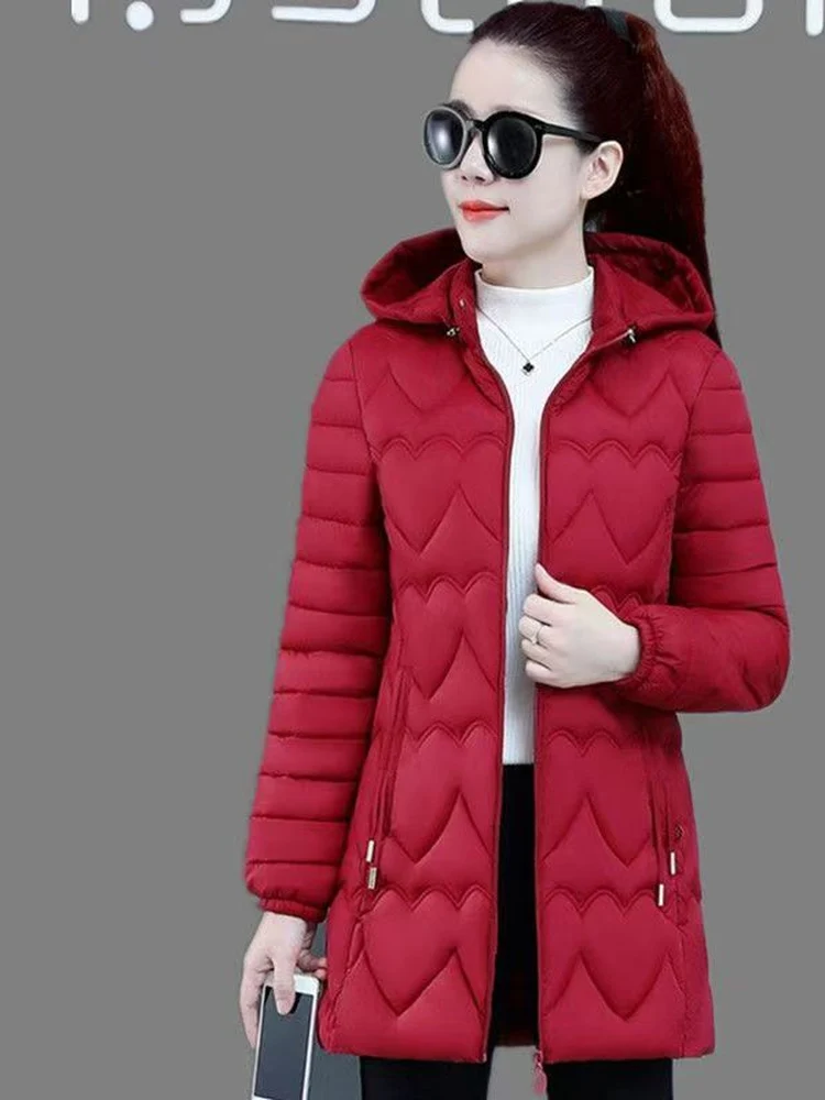 

Женская утепленная зимняя стеганая куртка больших размеров из хлопка в корейском стиле, приталенная, с длинными рукавами, на молнии
