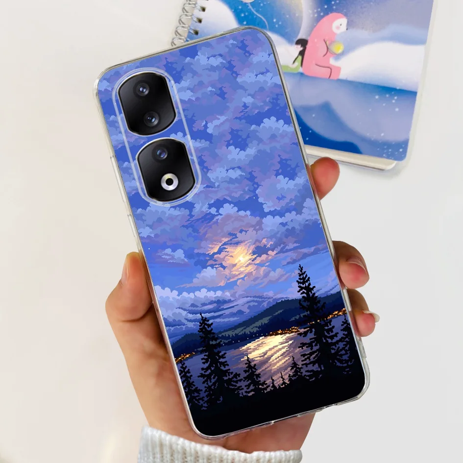 For Honor 90 Case Honor 90 Pro Cute Cover Astronaut Transparent TPU Soft Silicone Phone Cases For Huawei Honor90 90Pro 5G Bumper