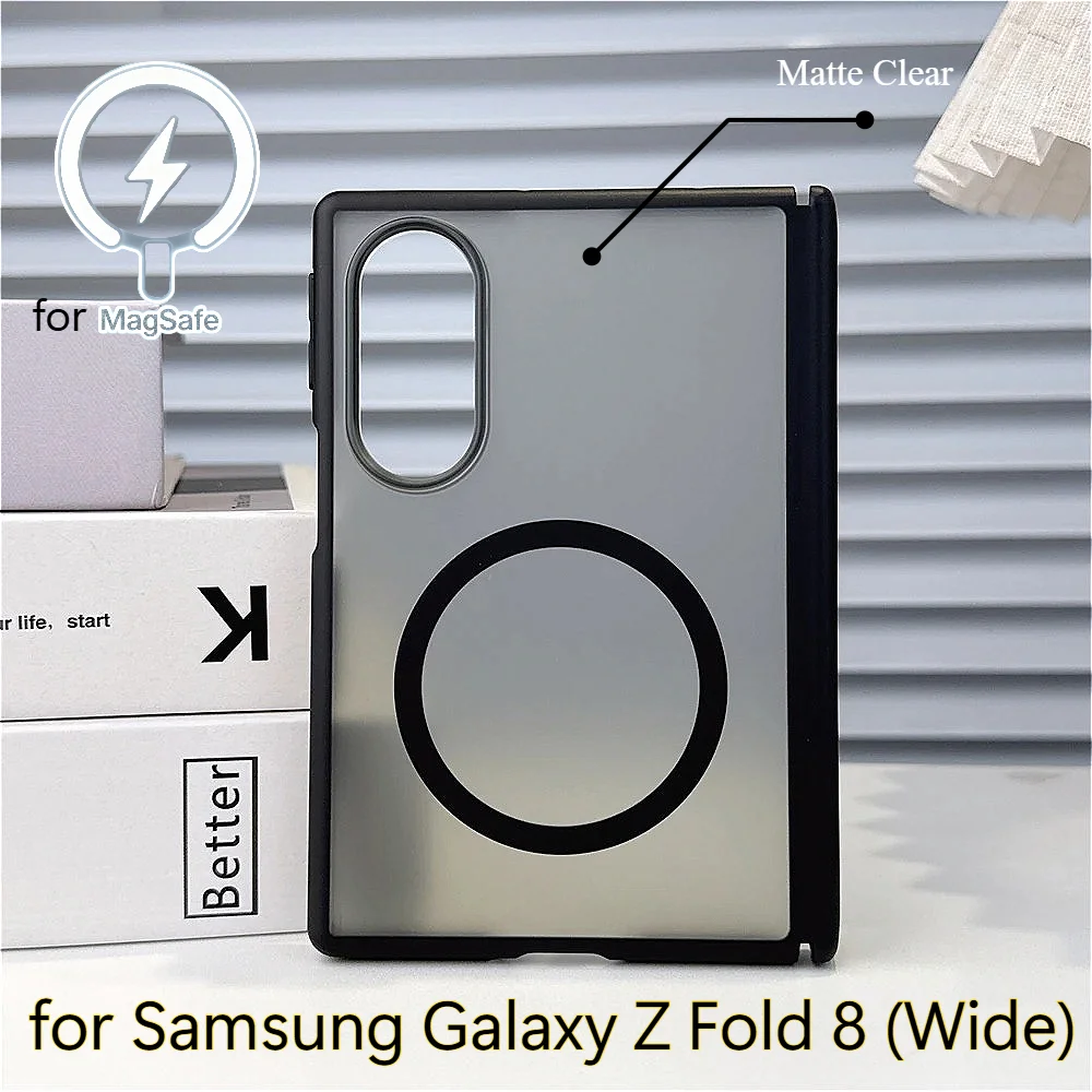 Matte Transparent Acrylic Hard PC Hinge Case for Samsung Galaxy Z Fold8 Wide Ultra for Magsafe Wireless Charging Skin Feel Cover