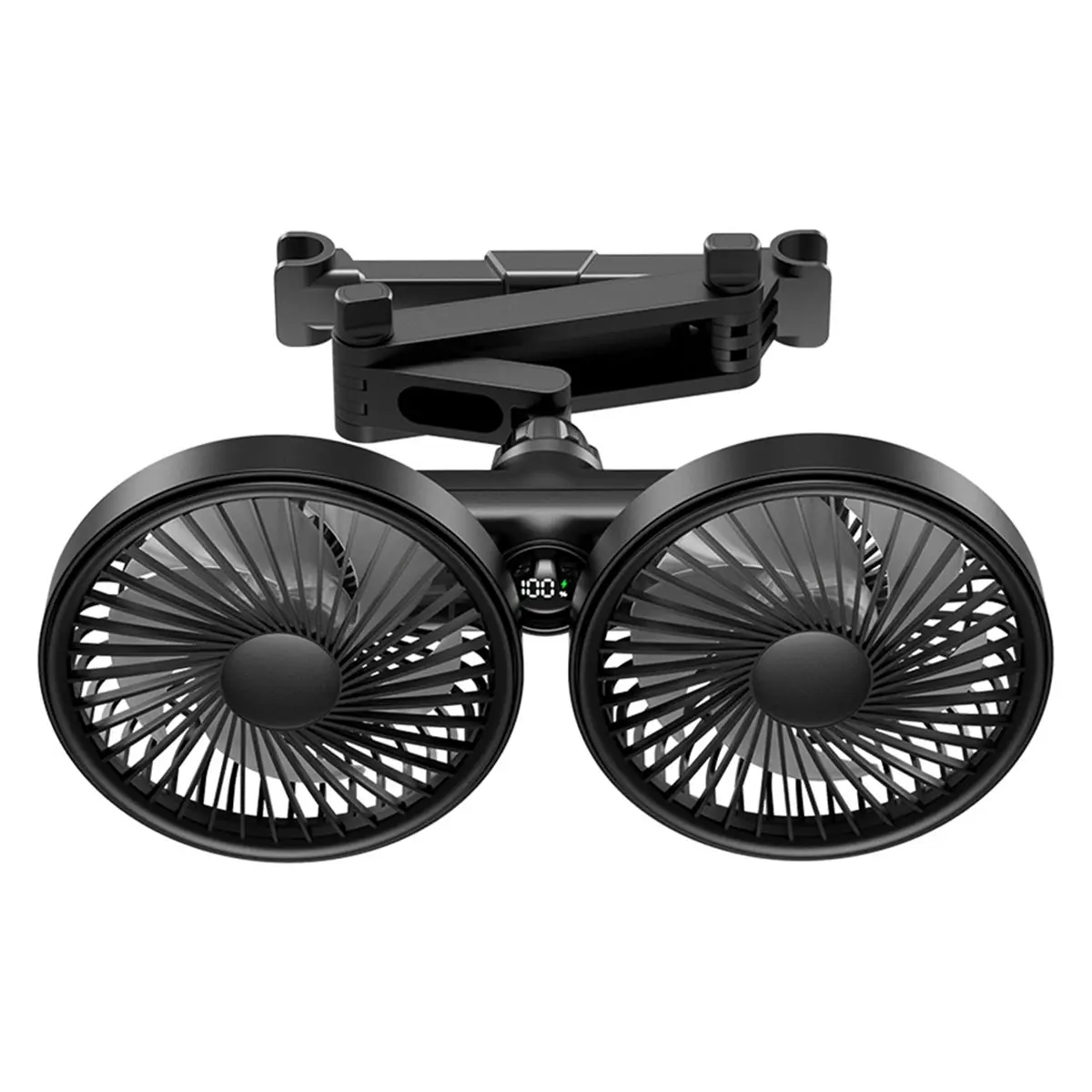 ■★New Arrival Fashion  Rechargeable Dual Head Backseat Car Fan, LED Display 3 Speed 360° Rotation USB Cooling Fan