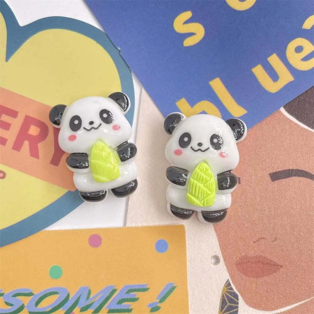10pcs Kawai Resin Panda Bamboo Series Flatback Cabochons Character Parts DIY Ornament Jewelry Making Hairwear Accessorie image 5