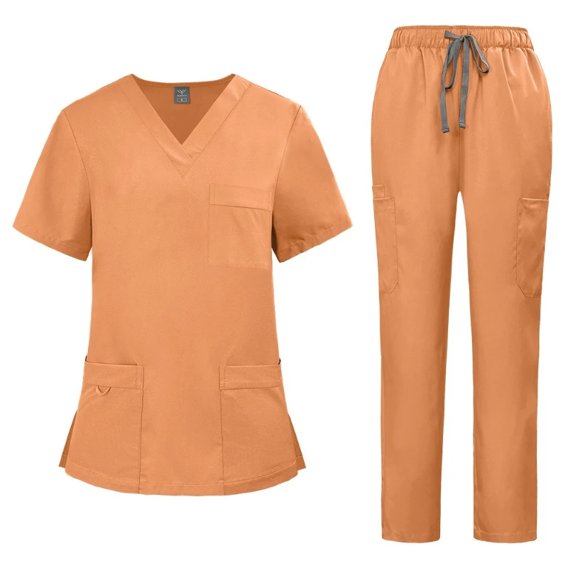 Bequeme und atmungsaktive Unisex-Krankenschwesteruniformen, separates Set für Ärzte und Krankenschwestern in Schönheitshastanien. Handwaschbare Peelings