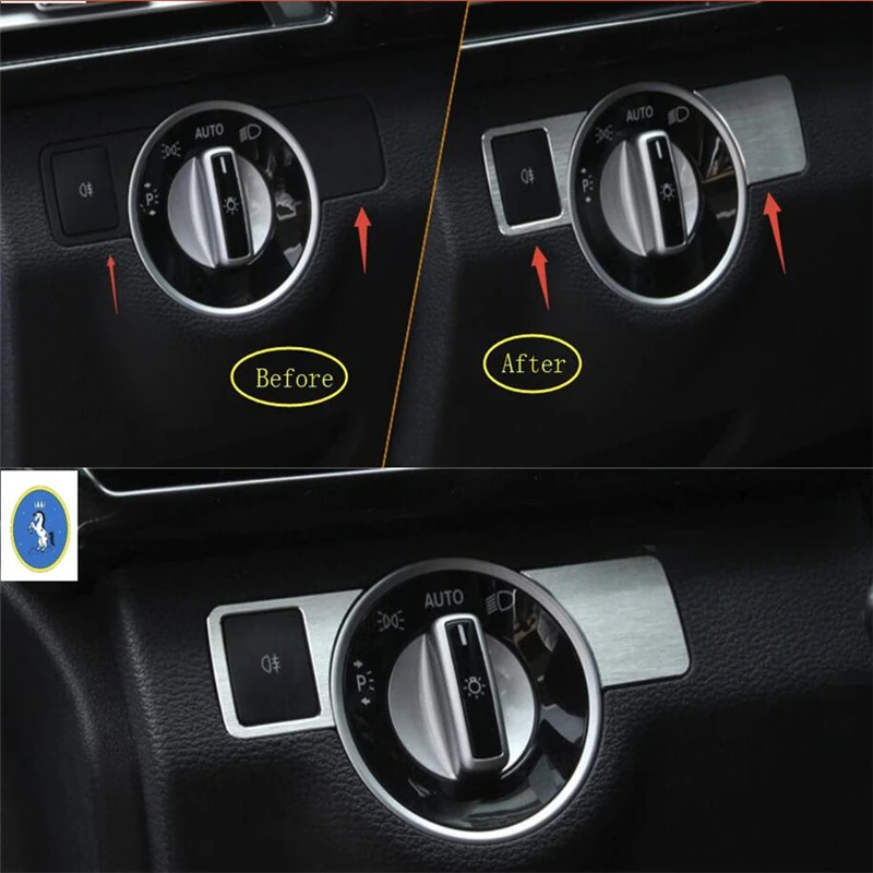 

Yimaautotrims Metal Headlight Head Lamp Switch Button Frame Cover Trim For Mercedes Benz C Class W204 2011 2012 2013 Accessories
