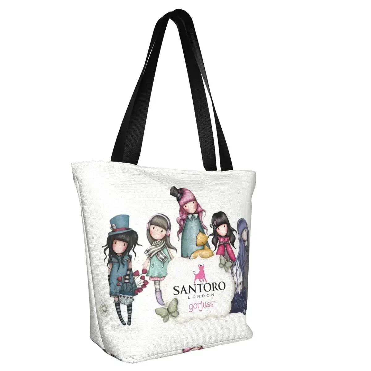 Cute Print Cartoon Santoro Gorjuss Tote Shopping Bags Recycling Canvas Shoulder Shopper Lovely Girl Handbag