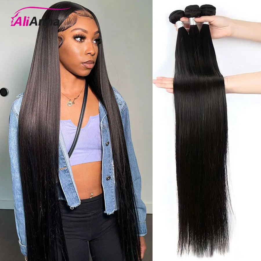 10-40 Inch Bundles Bone Straight Human Hair Bundles 10A Long Brazilian Hair Extensions Human Hair Weaves Bundles Free Shipping