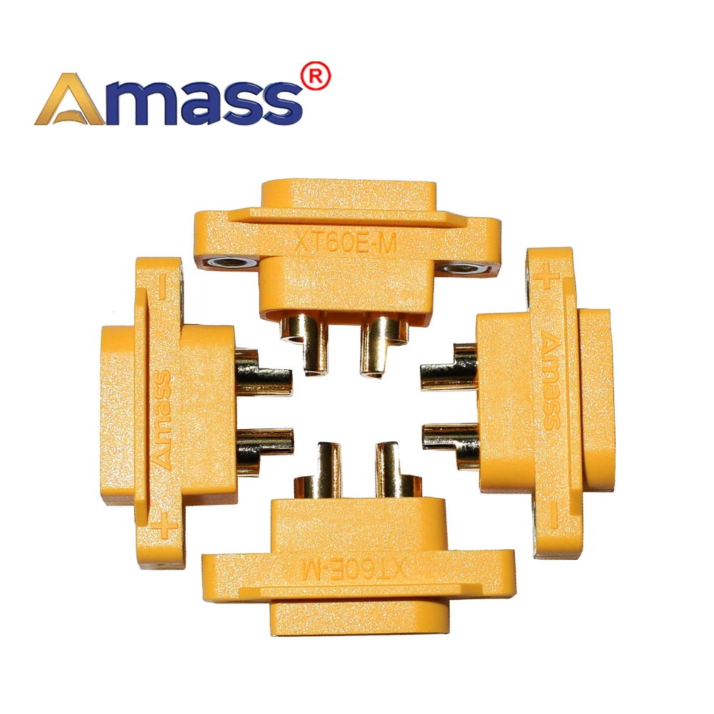 Amass 10 PCS XT60E-M Mountable XT60E Male Plug Connector with Screws for RC Drone Aircraft FPV Racing Drone XT60E M Connectors