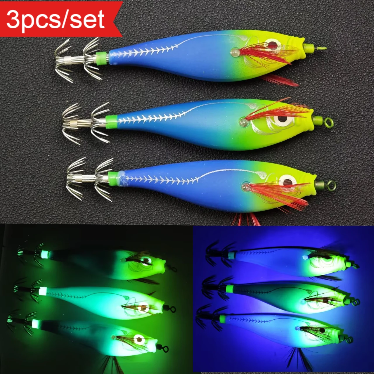 Furniture Hardware Jig - Glow 3pcs 10cm Luminous Shrimp Fishing