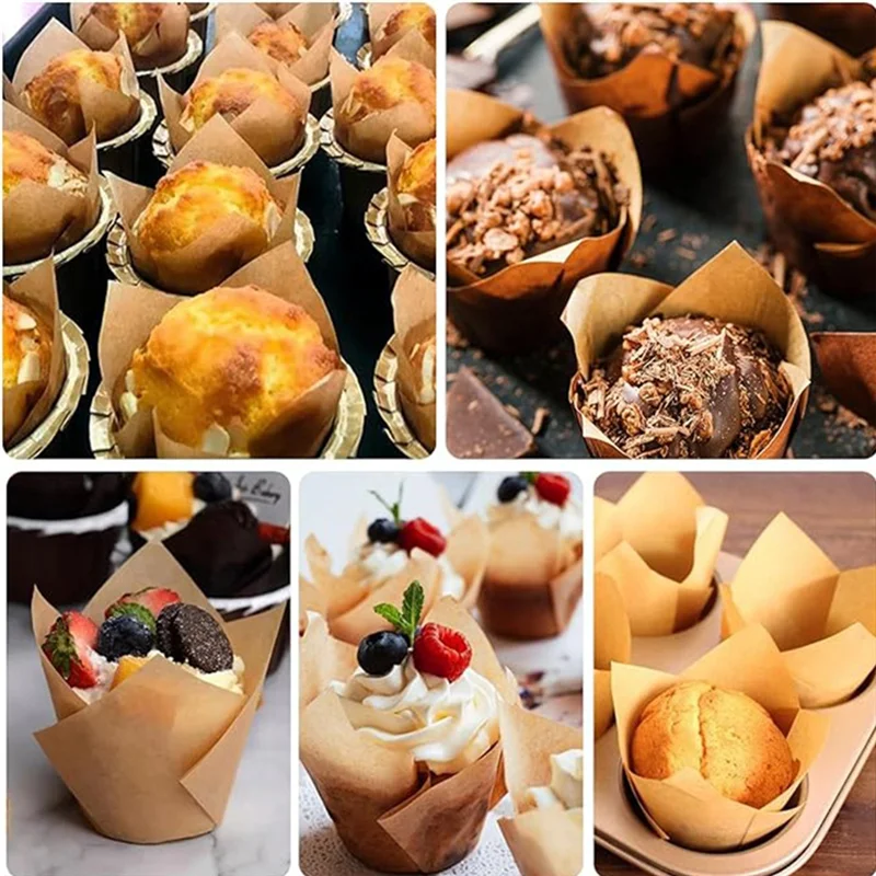 Tulp Cupcake Trays Food Grade Olie Papier Cupcake Trays Standaard Tulp Cupcake Trays Geschikt Voor Diverse Festivals-[A002]