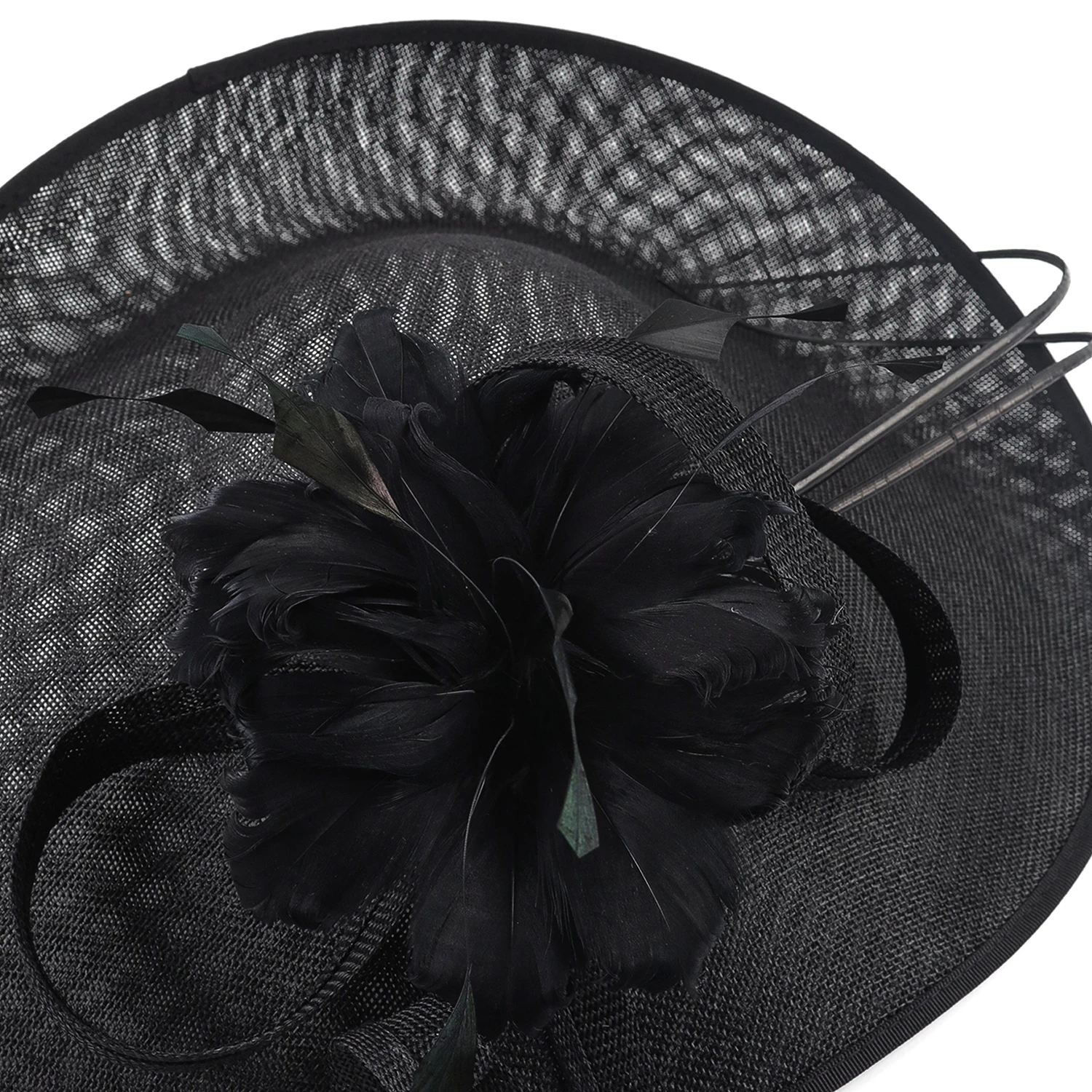 الأكثر شعبية أنيقة ريشة الكنيسة قبعة مبالغ فيها زهرة سيناماي قبعة موضة الفاسناتور قبعة للنساء حفلة الرقص الديكور #6