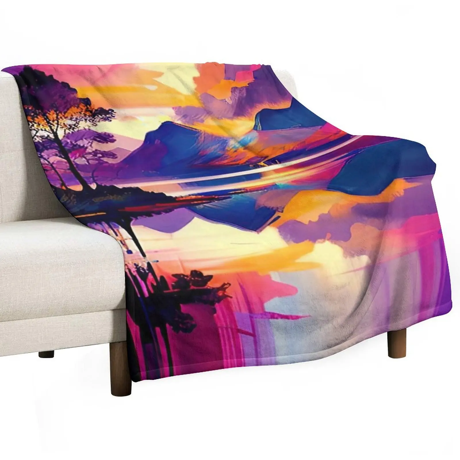 Scottish Highlands Sunset Surge Throw Blanket Bed covers Single Decorative Sofa Thin Blankets