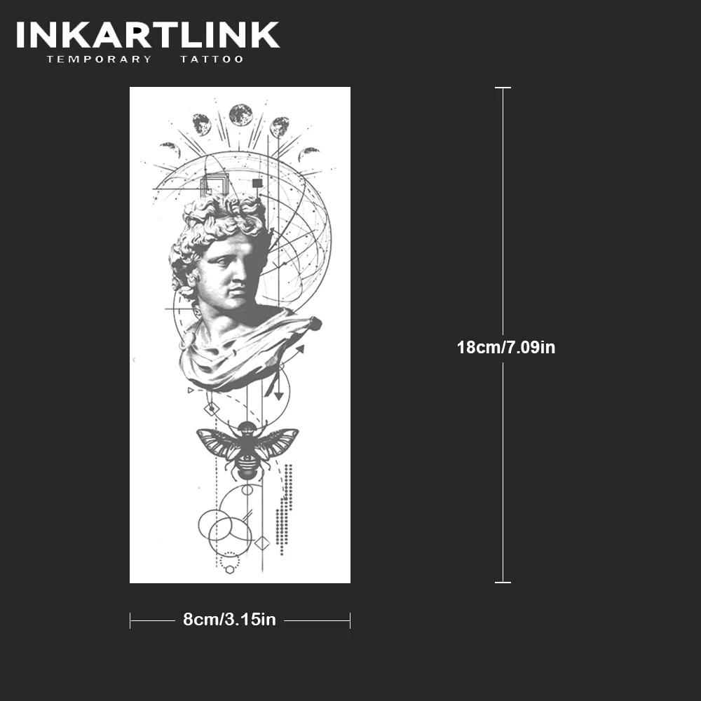 Sculpture And Insect In Moonlight Temporary Tattoo,Lasts To 15 Days New Technology Magic Waterproof Semi Permanent Sticker.