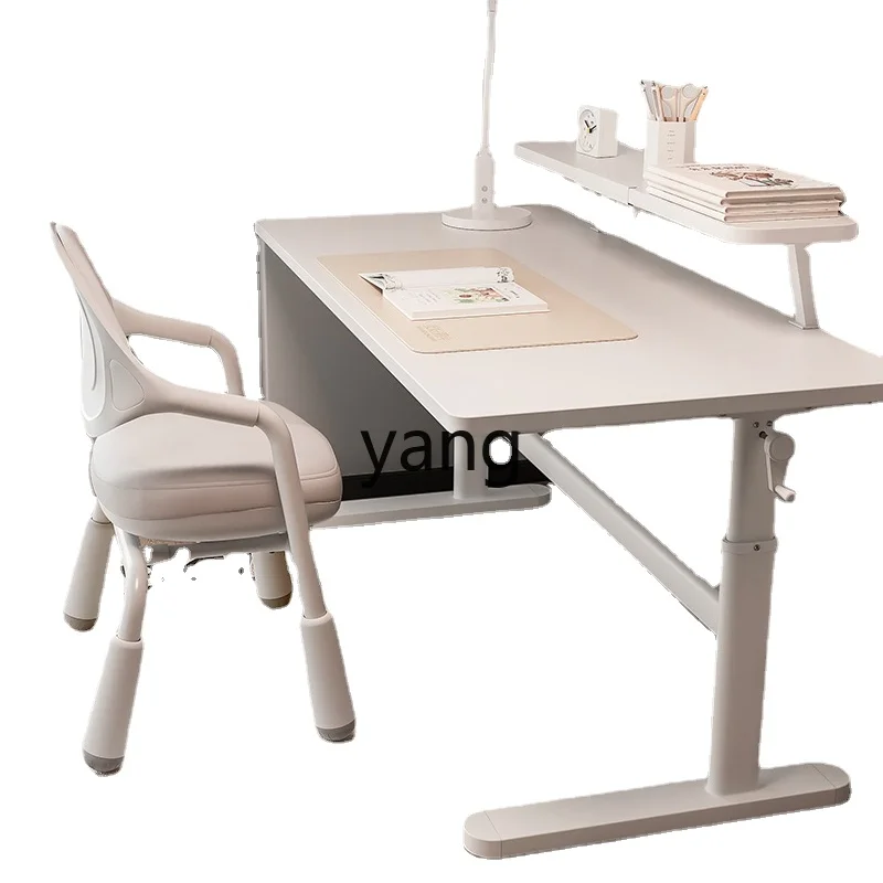 

LMM Adjustable School Desk and Chair Solid Wood Writing Desk Primary School Student Table White Table