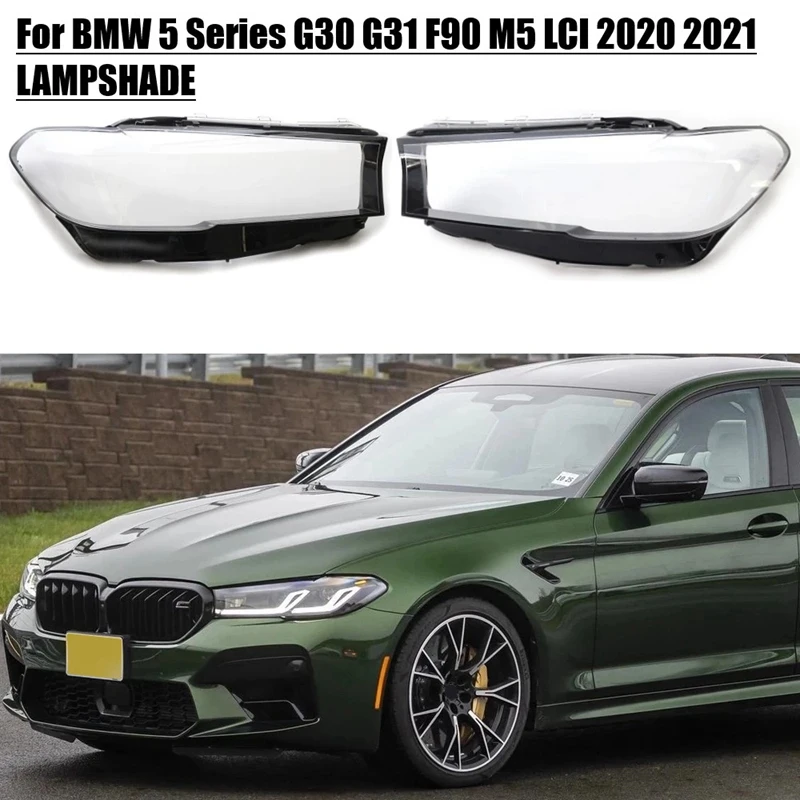 

NEW-Car Front Headlamp Caps For -BMW 5 Series G30 G31 F90 M5 LCI 2020-2022 Headlight Cover Auto Lampshade Lamp Lens Shell