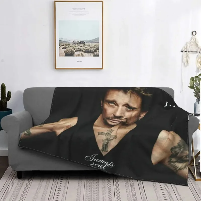 

Johnny Hallyday Baby Blankets Fleece Summer Portable Warm Throw Blankets for Sofa Travel Bedspreads Blankets for Beds