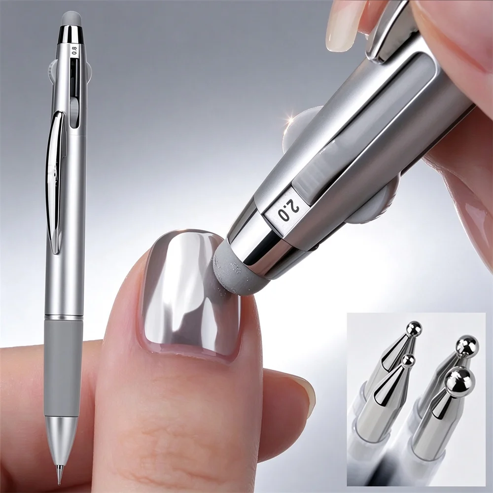 Nail Dotting Tool Dual Dotting Pen 5-in-1 Nail Art Manicure Tool with Replaceable Heads for Dot Paint Chrome Powder Rhinestone