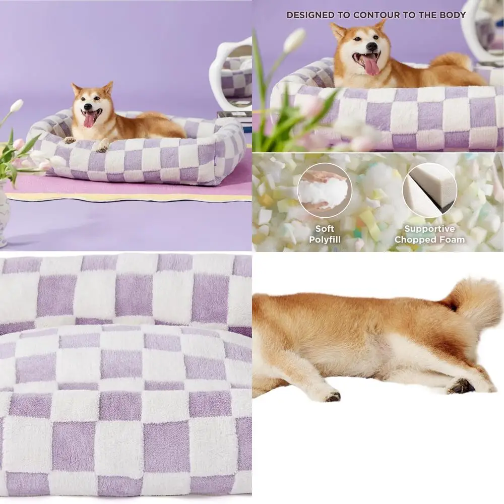 

Ортопедическая моющаяся лежанка для крупных собак, плюшевый пушистый прямоугольный диван с нескользящим основанием, 36x27x8