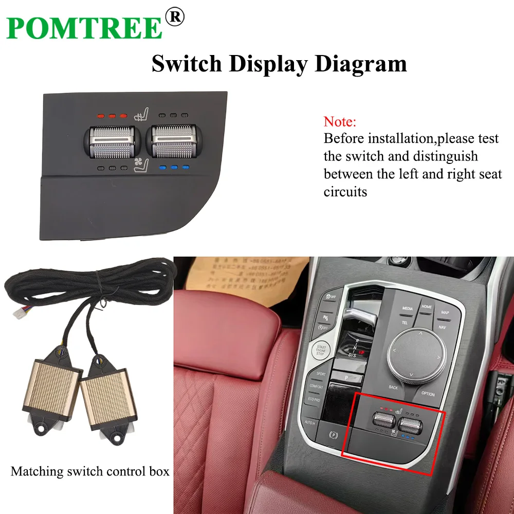 Built-in Car Seat Ventilation Cooling And Heating System Kit Fit 2 Seats,Suitable For BMW Rear Gear,Includ Dedicated Switch