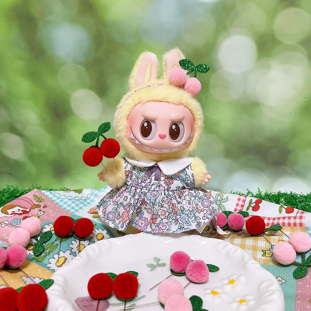 

Милый и сладкий аксессуар для волос с вишней для украшения Labubu, аксессуары, розовый Furball Cherry, свежие аксессуары для одежды «сделай сам»