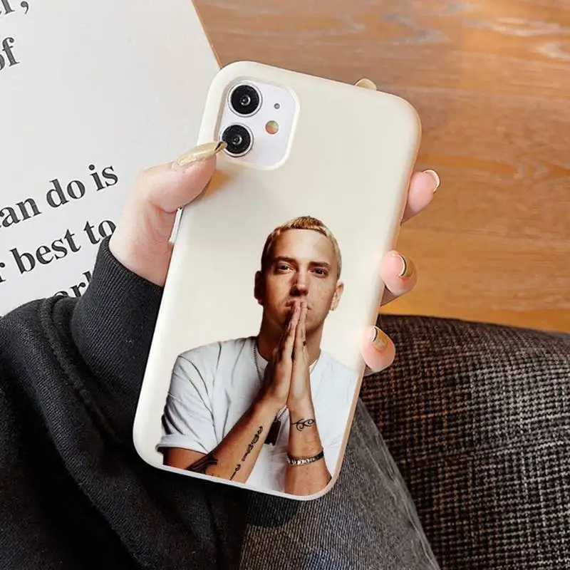 Hop Rapper Eminem rap Phone Case for iPhone 11 12 13 Mini Pro Xs Max 8 7 6 6S Plus X XR Solid Candy Color Case