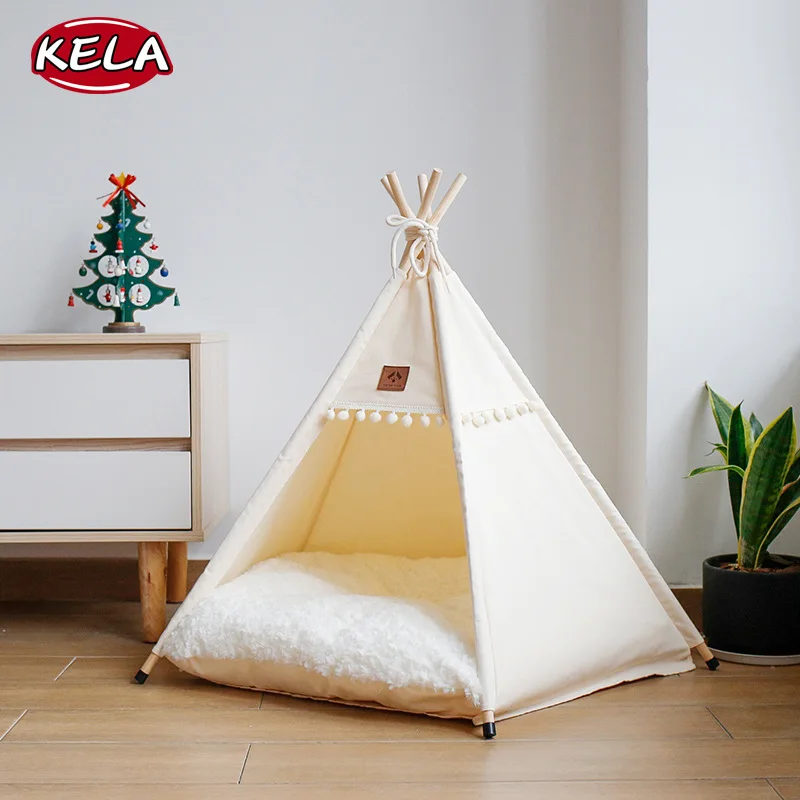 

2022 New Arrival Multi Colour Dog Tent Houses Removable And Washable Cotton Canvas Lion Pet House Portable Teepee With Cushion