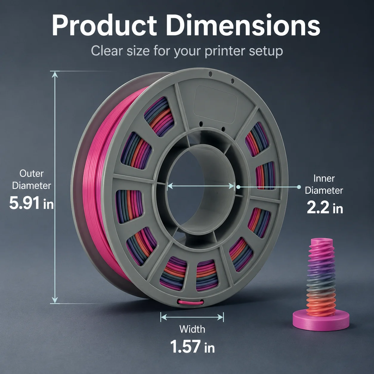 300g Rainbow PLA Filament 1.75mm 3D Printer Filament Heavy Neon Color Gradient Multi-Color Shiny Glossy Mini Spool Easy Printing