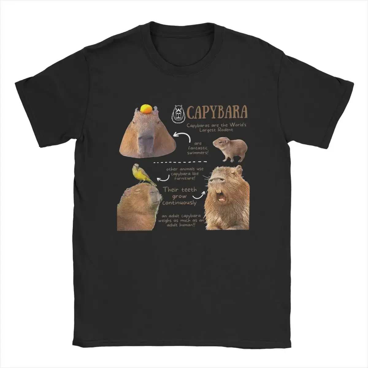 erkekler Vintage % 100% pamuk Tees ekip boyun kısa kollu T shirt hediye fikir giyim Capybara eğlenceli gerçekler t-shirt