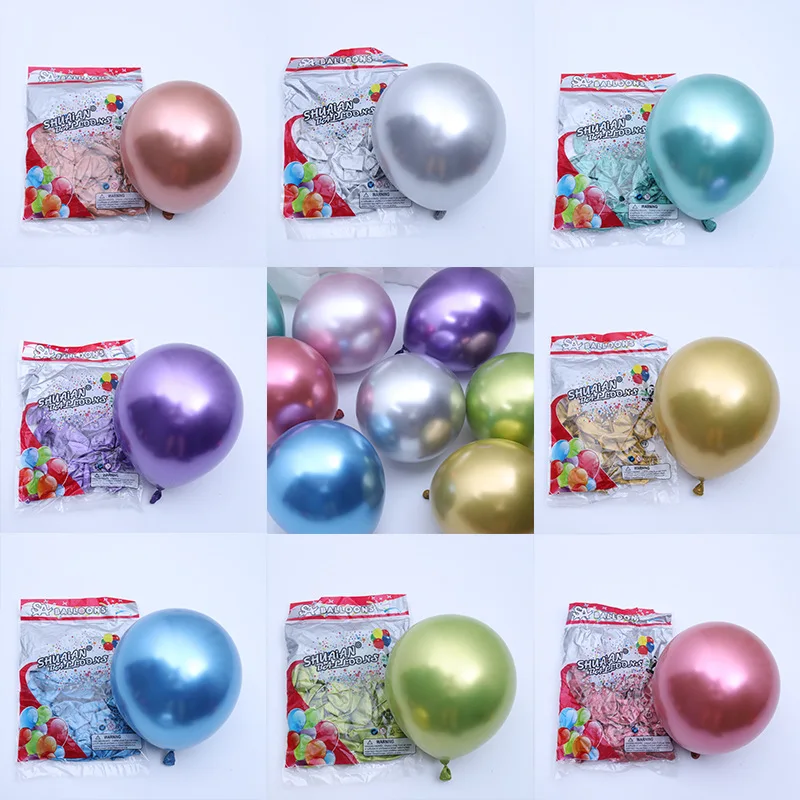 50 pcs 5 Inch Chrome Metallic Helium Balloons for Birthday Wedding Anniversary Christmas Party Decorations