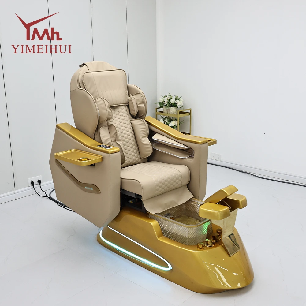 Nail Salon Equipment Rolling Massage Foot Bath Spa Chair Luxury Electric Reclining Pedicure Chairs With Plumbing