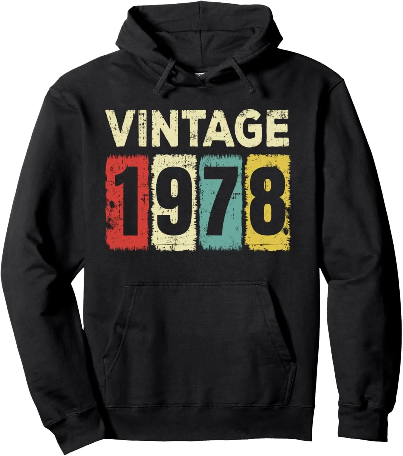 

Vintage 1978 Birthday Italic Inline Retro Distressed Pullover Hoodie Custom Printed Graphic Hoodie Streetwear Clothing