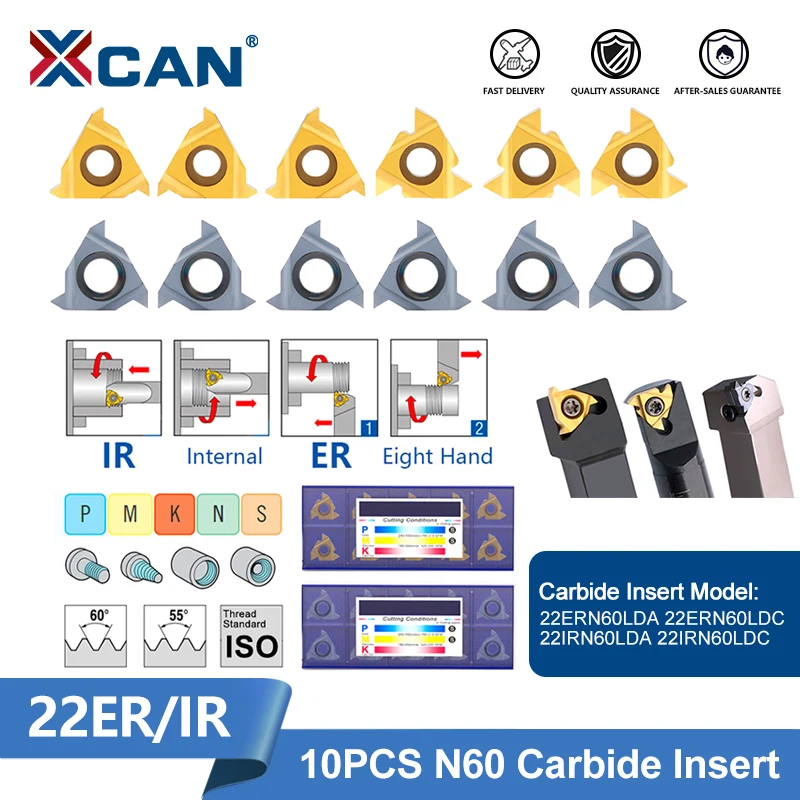 

Режущий инструмент XCAN 22ER 22IR, твердосплавная пластина N60, поворотная пластина LDA LDC, для ЧПУ, держатель инструмента для наружной и внутренней обточки