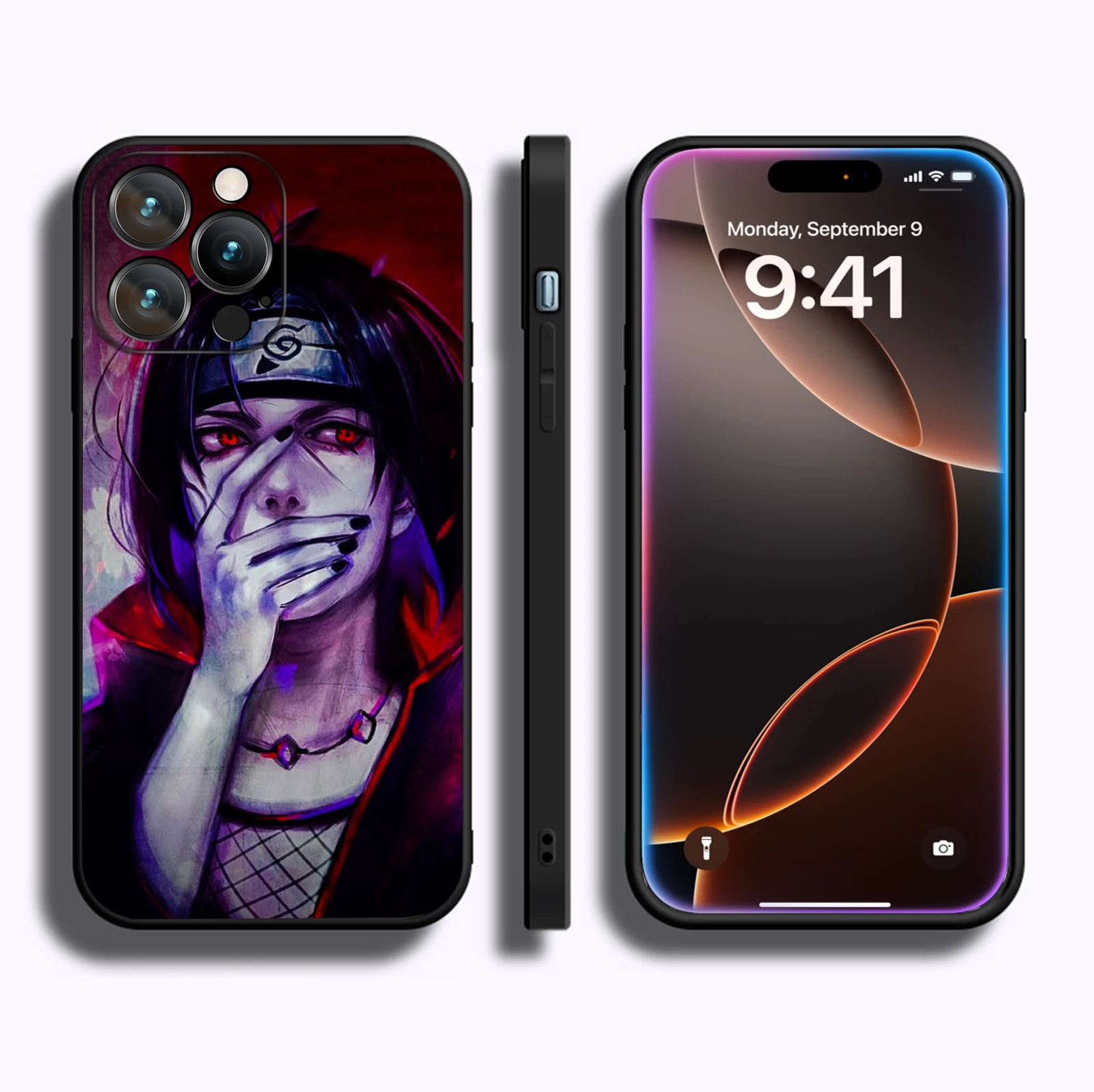 MINISO Case for iPhone 15 Pro Max Akatsuki Anime Uchiha Itachi Soft Silicon Cover for iPhone 16 15 14 13 12 11 Pro Max Plus