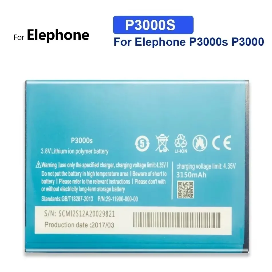 Cell Phone Battery For Elephone, P3000s, P3000, 3150Mah