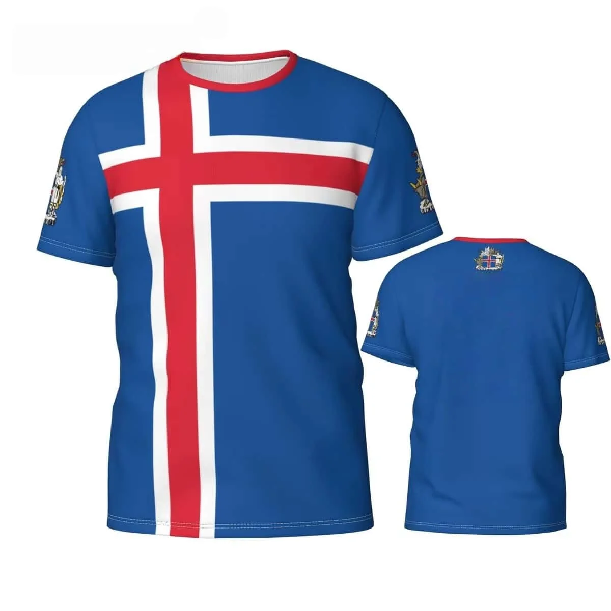 Iceland National Flag Theme 3D All Over Print Short Sleeve Jersey Crew Neck Unisex Breathable Quick Dry Daily Casual Sports Tops