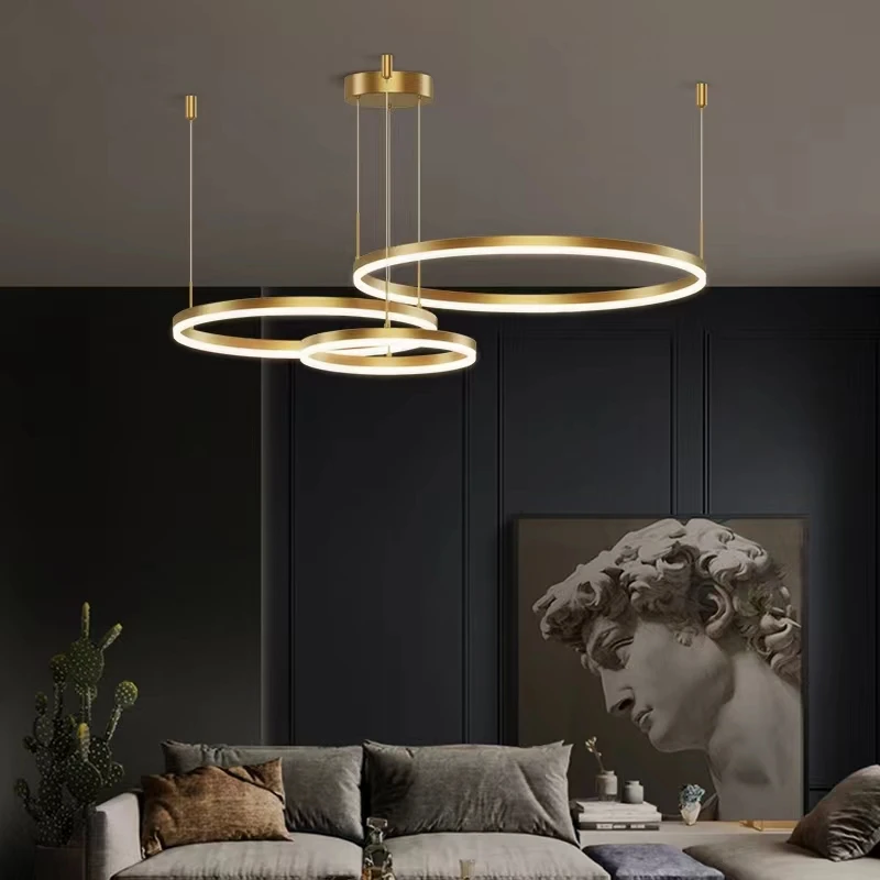 

Modern Gold Ring Pendant Lights For Living Room Dining Room Circle Acrylic LED Ceiling Lamp Lighting Fixtures