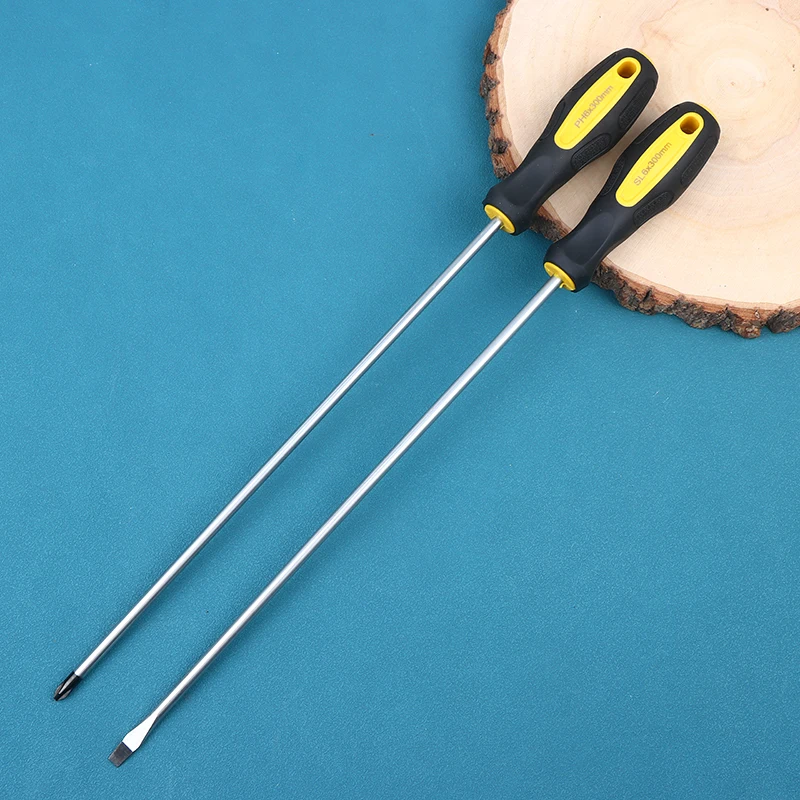 

Long-Stemmed Manual Screwdriver with Magnetic Cross and Flat Head, Anti-Skid Bolt Driver Tool Kit