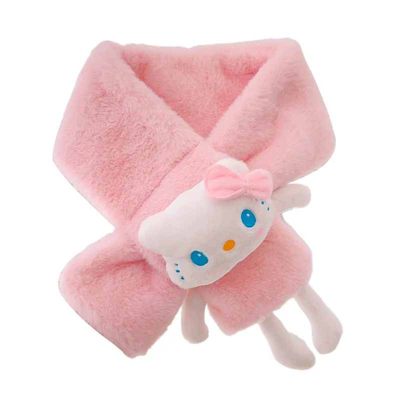 وشاح أطفال من مينيسو سانريو لطيف للغاية ولطيف فتاة ناعمة ودبقة بالإضافة إلى وشاح عصري برسوم كرتونية سميكة مخملية