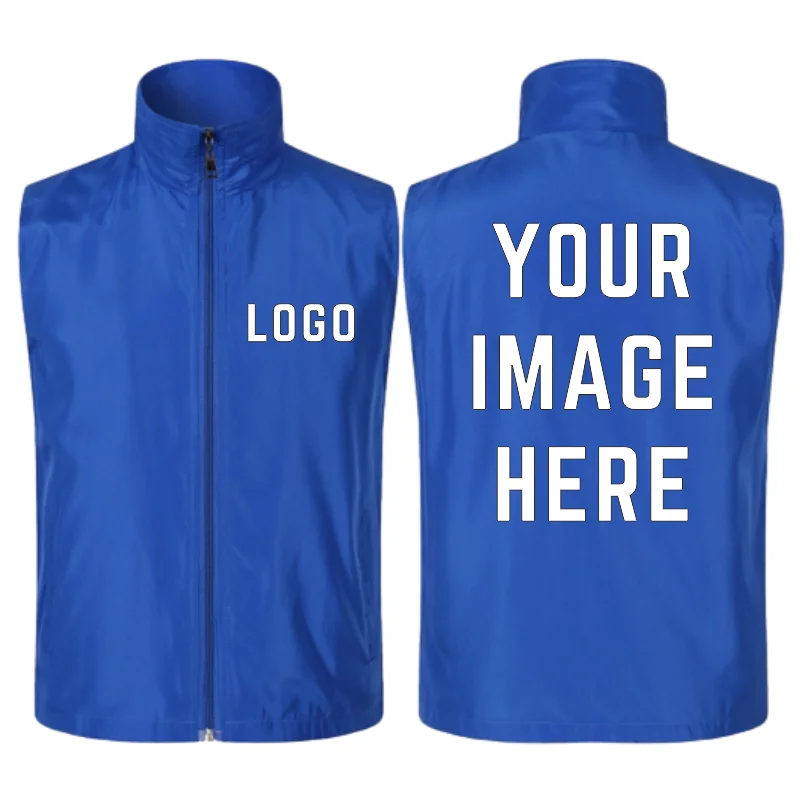 

Multi-Color Volunteer Outdoor Activity Vest Custom Printed Logo Zip-Up Top Adult