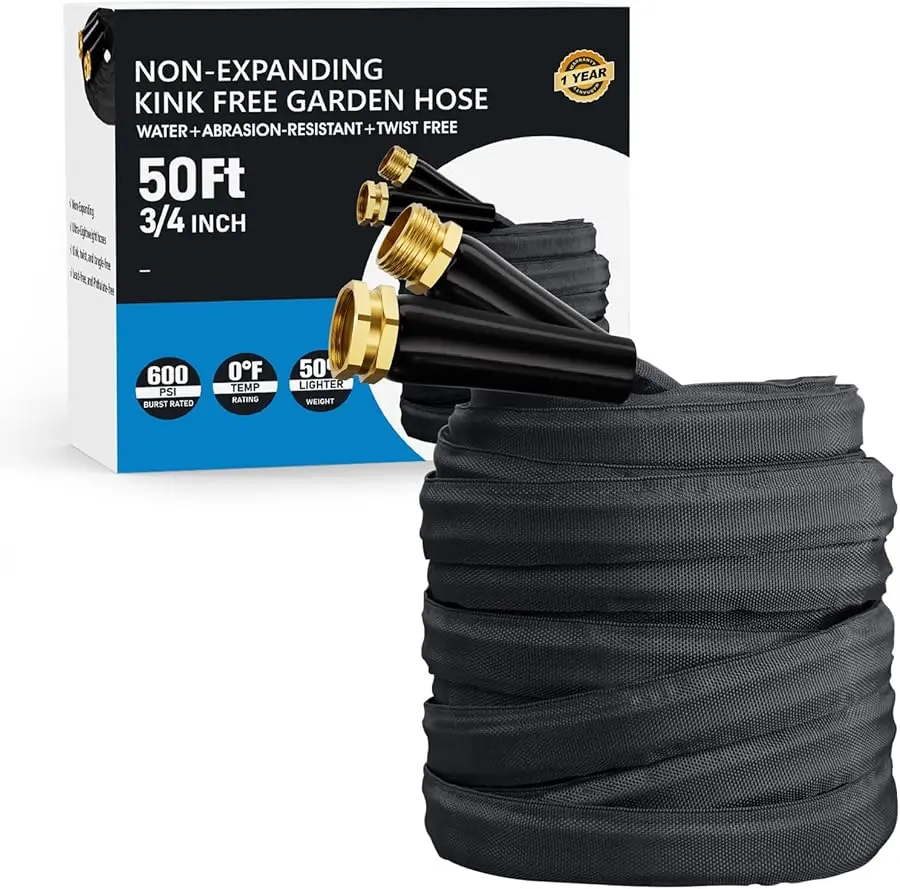 

2025 Upgraded 50FT Non-Expanding Garden Hose, Lightweight, Flexible Ultra-Light Water Hose, Burst-Resistant, Lead-Free, Anti-Kin