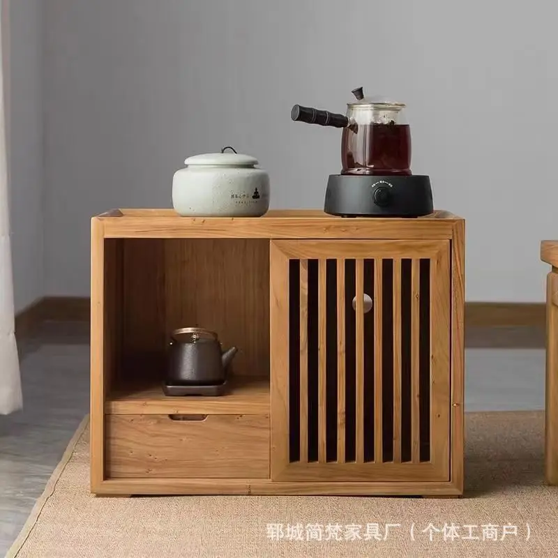 Retro solid wood tea cabinet, living room kettle storage old elm surrounding stove, tea side