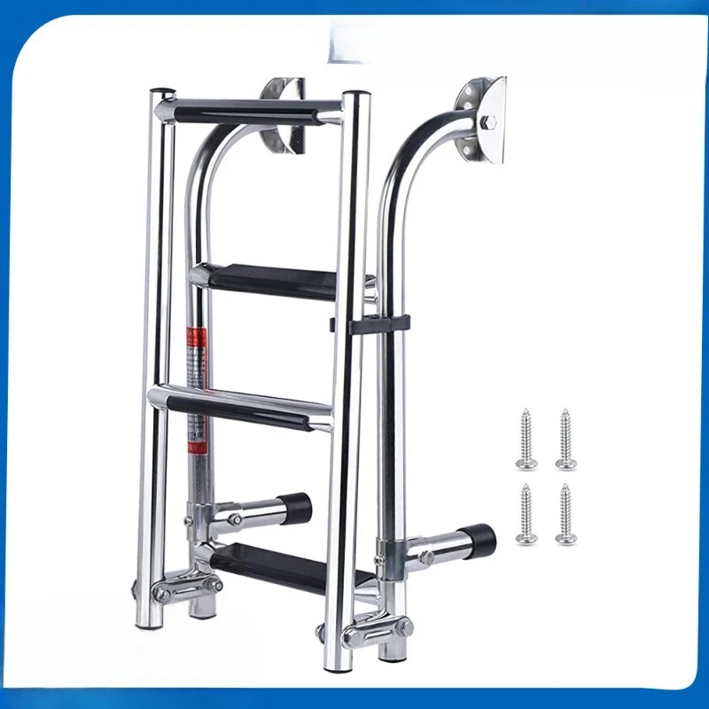 Marine stainless steel folding ladder Side hanging stern ladder Boarding ladder