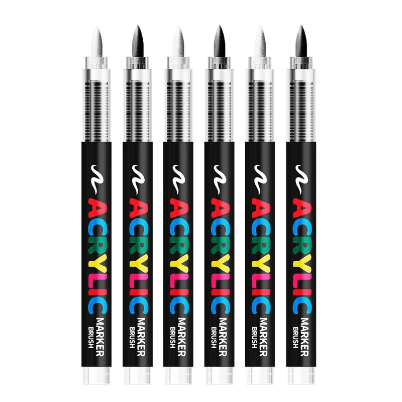 12Pcs White Acrylic Paint Markers, Soft Tip Liquid Ink Pens for Glass, Canvas, Wood, Leather & Ceramic Art Painting
