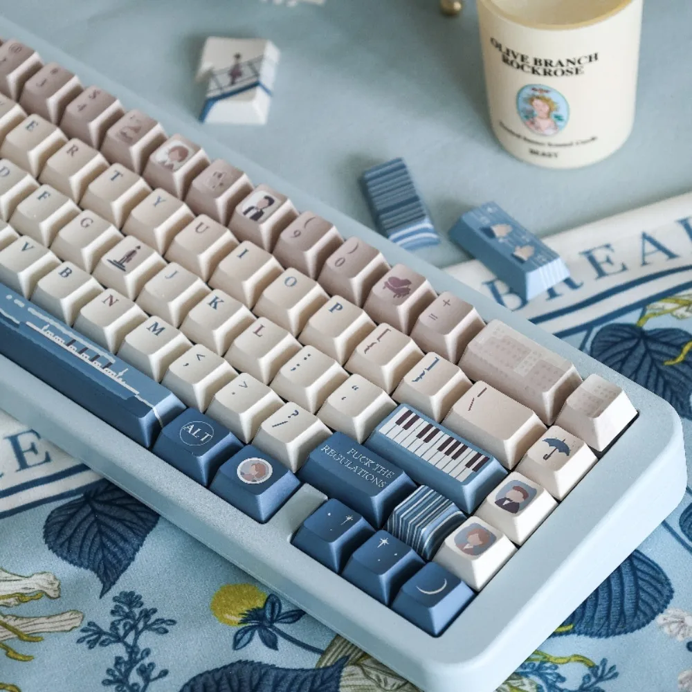 Imagem -03 - Sea Pianist Tema Keycap Pbt 142 Key Custom Custom Keycap Teclado Personalizado Cherry Perfil Gaming Keycap para Teclado Mecânico o