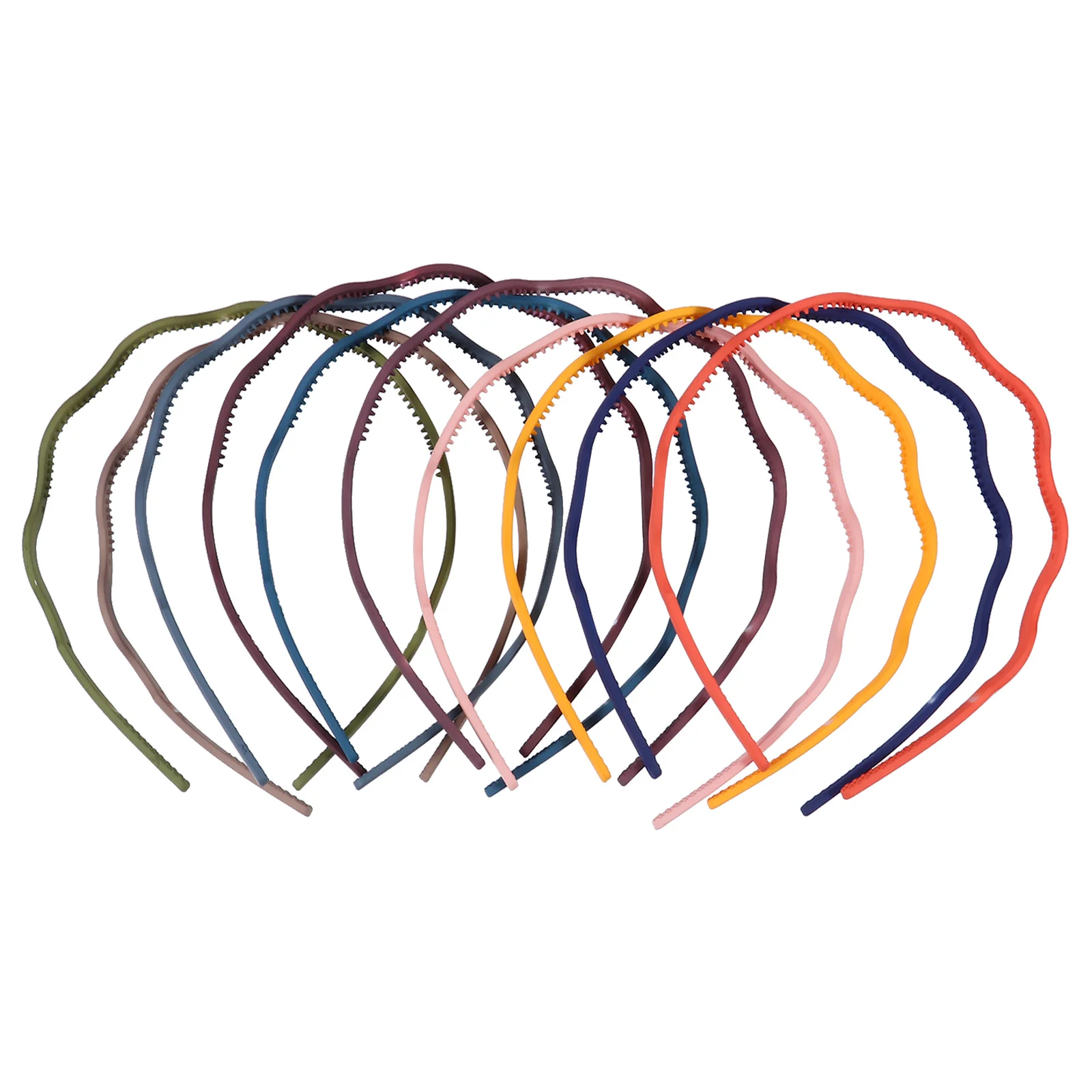 

10pcs Candy Color Wavy Headband For Women Simple Plastic Hair Hoop With Teeth Mixed Styles Bathing Headbands