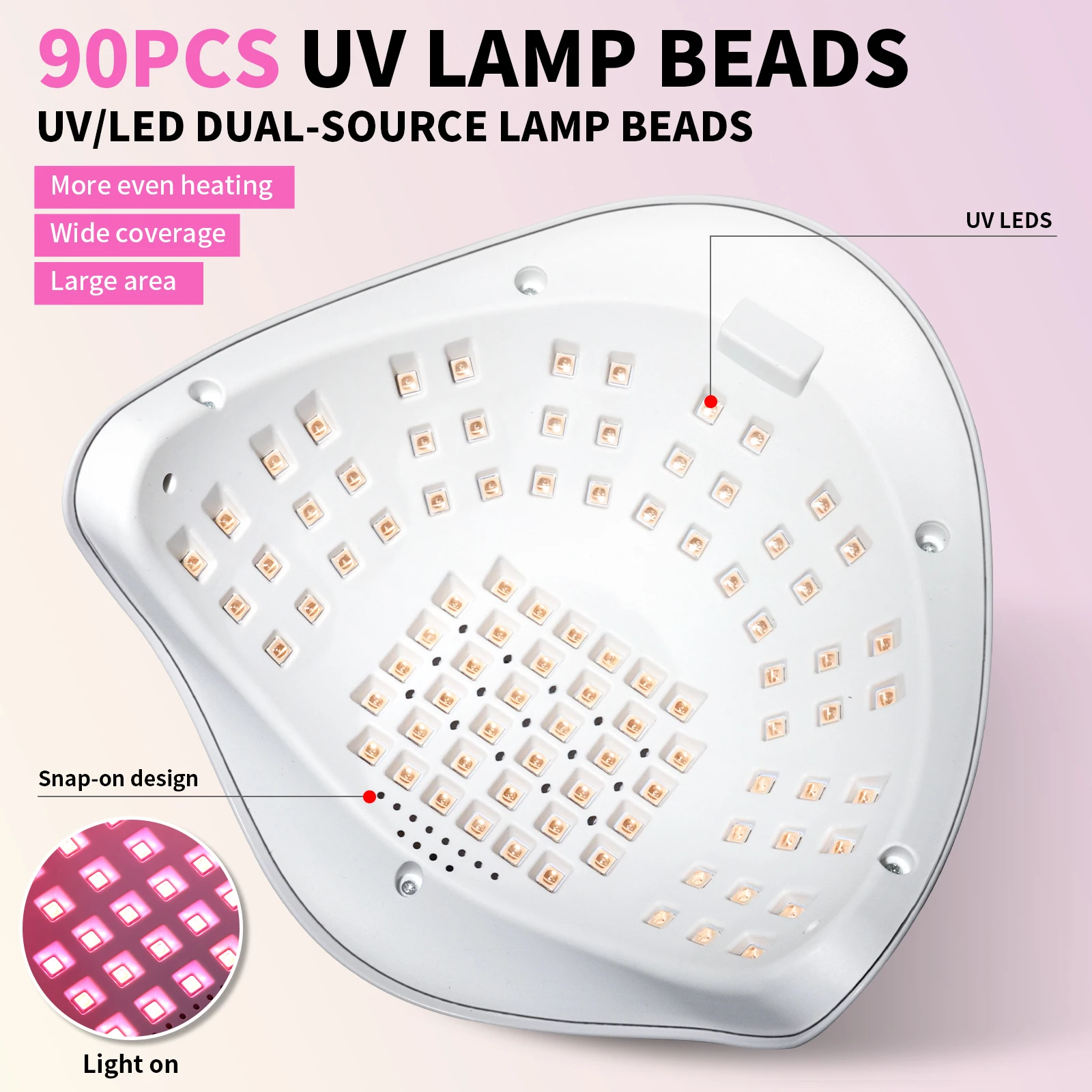 Professional 90 LED UV Nail Lamp For Nails Gel Polish With 4 Timer Setting HD Display Screen Auto Sensor Nail Dryer Tool