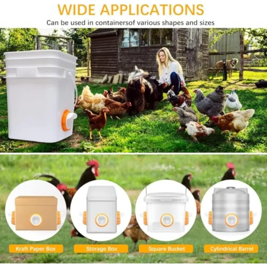 【Spot goods】Chicken Feeder Port 6 Pack Chicken Feeders No Waste with 6 Lids 1 Drill Bit DIY Automatic Poultry Feeder Cups Kit C view 6