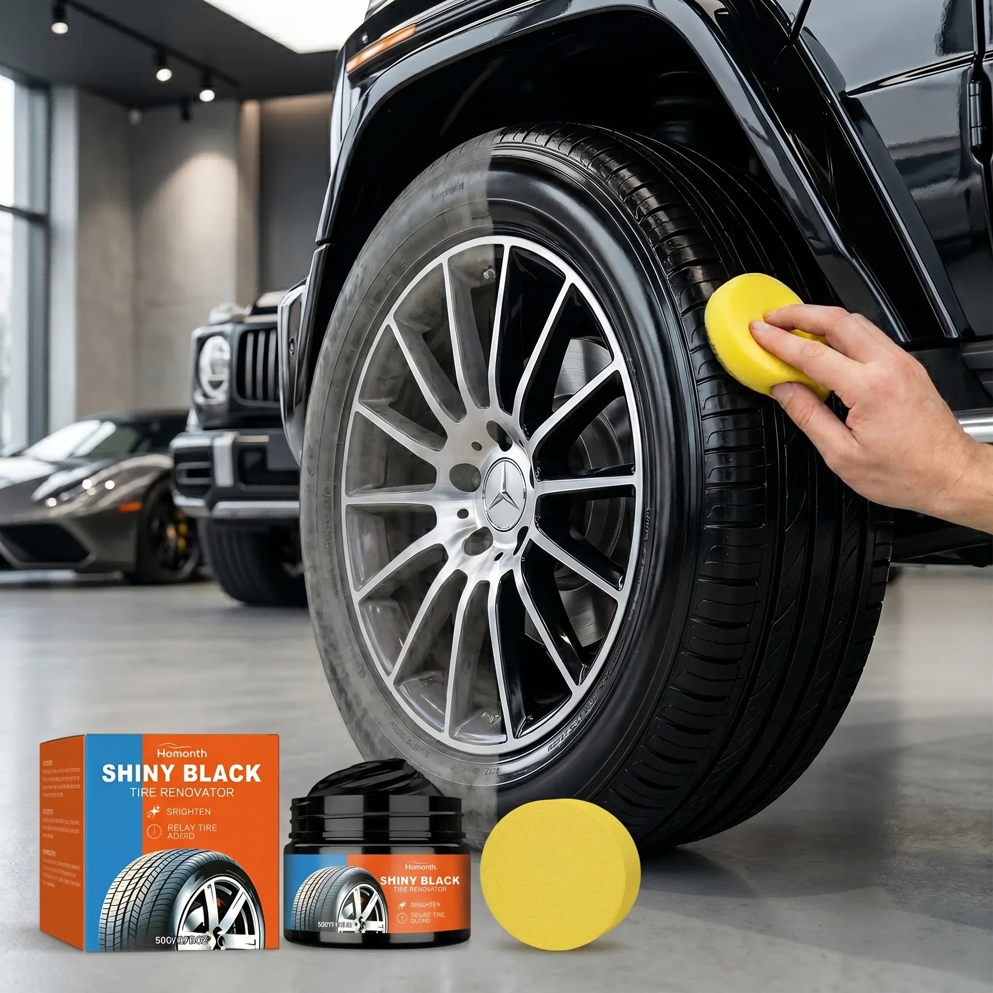 Tire Shine Cream Car Wheel Dressing Long Lasting Gloss Tire Coating Detailing Protection Rubber Renovator 100ml Car Details Care