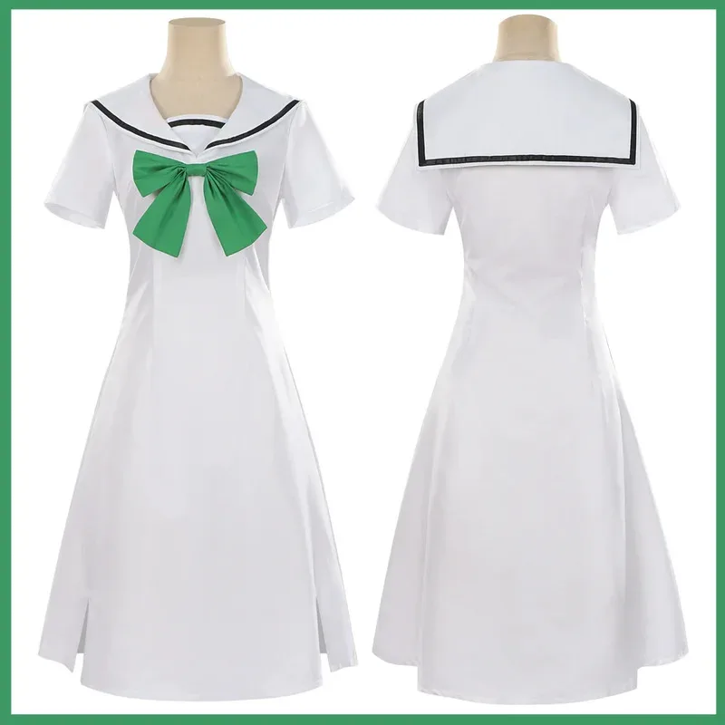 Аниме Cardcaptor Kinomoto Sakura Косплей Костюм Летнее белое платье с короткими рукавами Парик Женский сексуальный повседневный костюм для отдыха см; 5