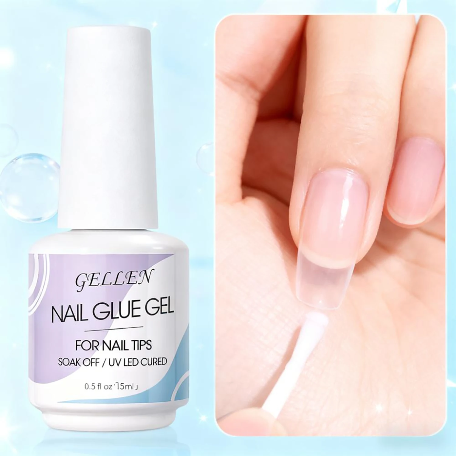 

GELLEN 15ml Fake Nails Glue 3 in 1 Acrylic Nail Polish Gel 2pcs Kit for Base Press on Gel Super Strong Strengthener Supplies